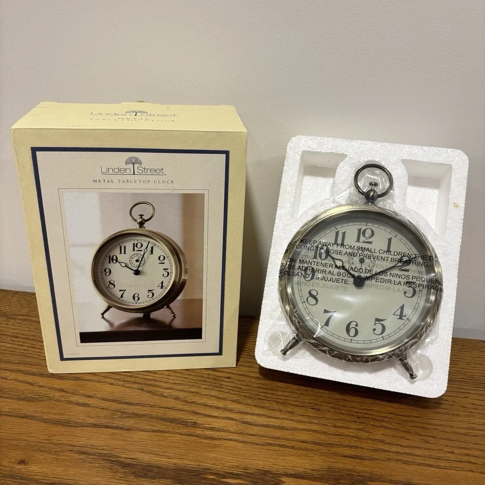 Linden Street Metal Tabletop‎ Clock Oil Rubbed Bronze Finish Circular NEW IN BOX